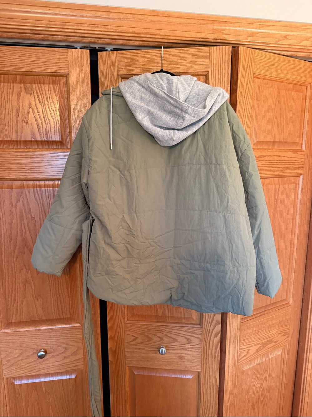 Blank NYC Olive Green Puffer Jacket with Gray Hooded Liner - Picture 3 of 3